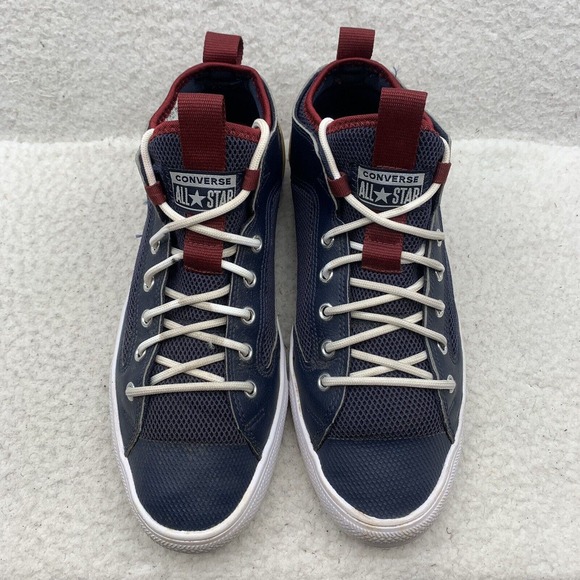 Converse Sneakers Mens 8 Womens 10 Low Top Navy Blue Red Shoes Vented Casual - Picture 3 of 10